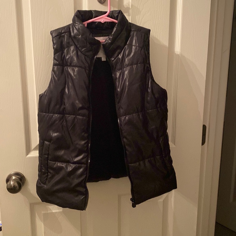 Justice shiny black puffer vest